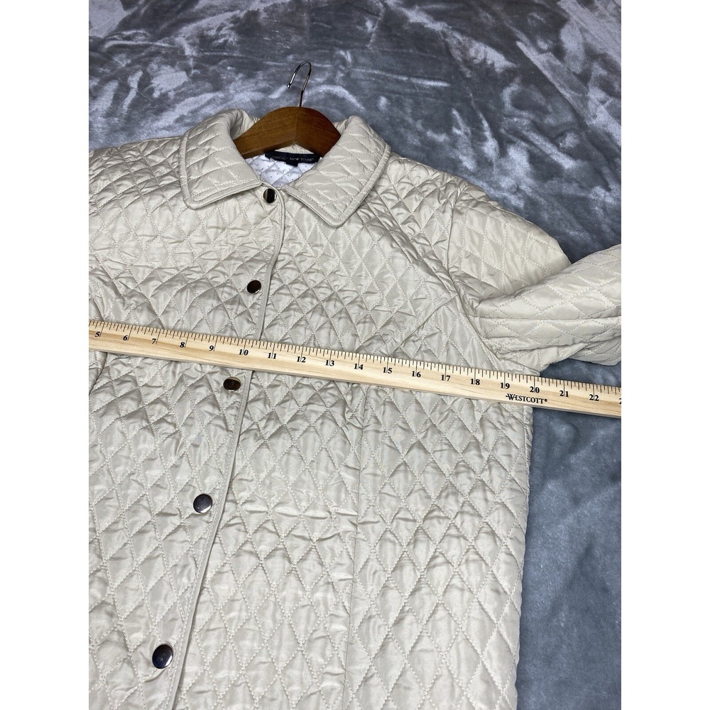 Briggs New York Women's Quilted Jacket Tan Dots Snap Front Collar Size 14 - Picture 7 of 9
